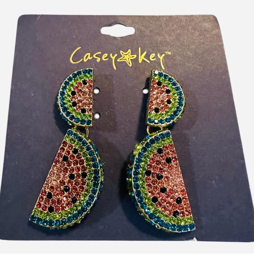 NWT Watermelon Casey Key Vibrant Mosaic Bling Earrings